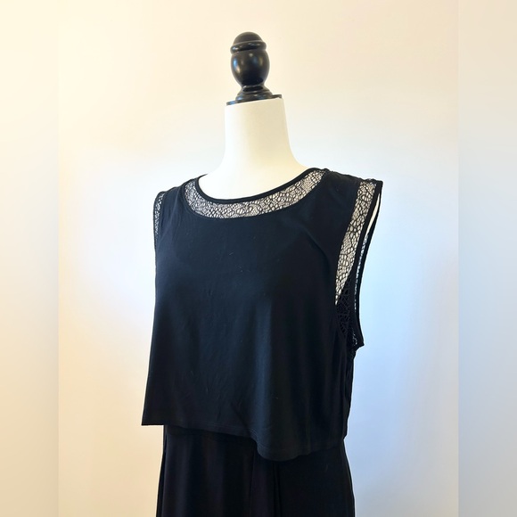 Heartloom Black 2 Piece Jersey Sleeveless Dress with Lace, Bamboo - size Large - Picture 2 of 10